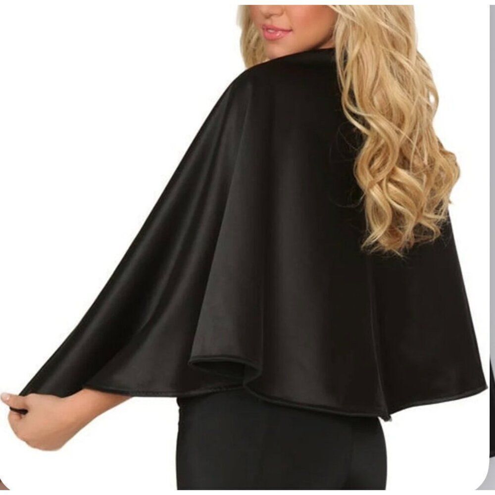 Rachel Zoe Women’s Black Hi-Lo Stretch Faux Pearl Cape One Size